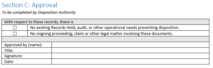 section c of disposition form